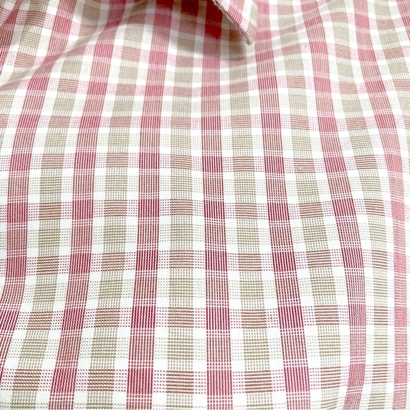 LANDS END Checkered Button Down Pink No Iron Shirt Blouse Womens Size 16 - Picture 9 of 14